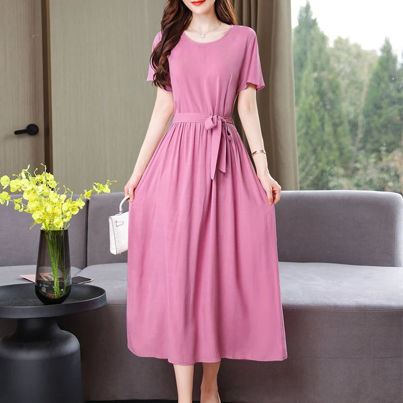 Solid Midi Dress