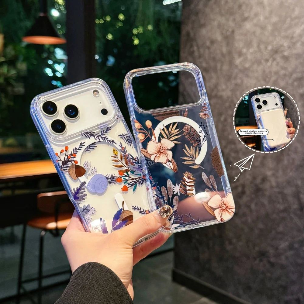 Watercolor Transparent Flowers Element Design Magnetic Phone Case,For iphone 17 17Pro max 17Air Colorful Daisy case