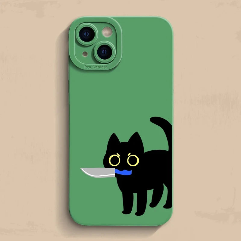 Creative funny Cat Phone Case For iPhone 14 13 15 Pro Max Case Funda iphone Bumper Cover