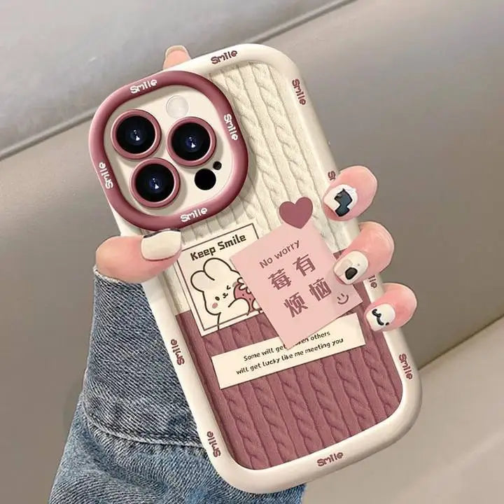 Cartoon Rabbit Case for iPhone 13 Pro Max 11 12 14 15 Pro Max 7 8 6 6S 15 14 Plus X XR XS Max Round Camera Protector Phone Cover