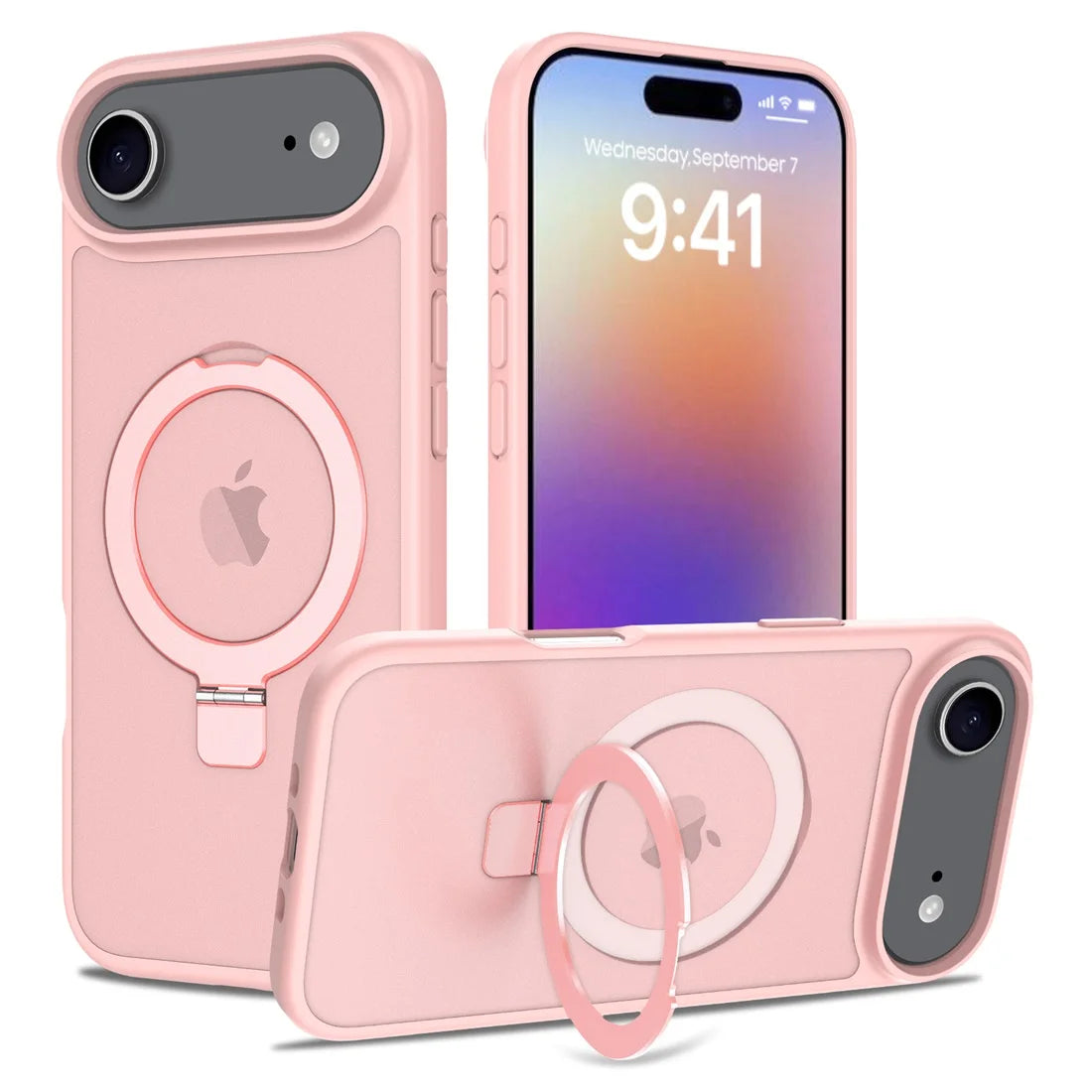 For iPhone 17 Air 2025 Phone Cover built-in kickStand, Compatible With MagSafe Shockproof Slim Translucent Matte Phone Case