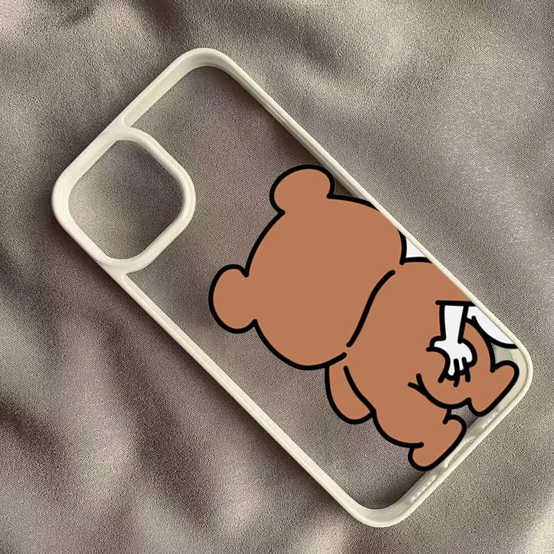Cute Rabbit Bear Couple Design Phone Case For iPhone 17 Air 16 15 14 13 12 11 Pro Max 17 16 15 Pro 16 14 Plus Shockproof Cover