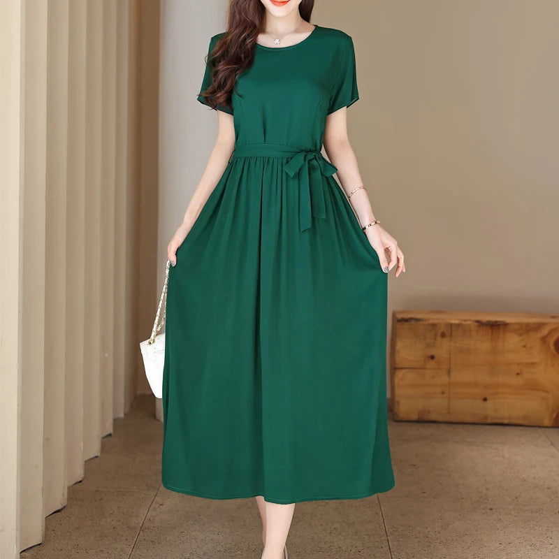 Solid Midi Dress