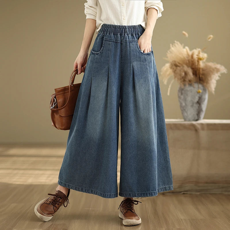 Wide Elastic Jeans