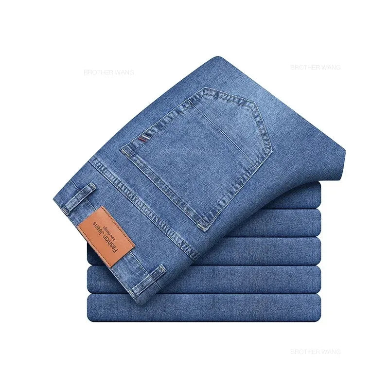Straight Stretch Cotton Denim Jeans