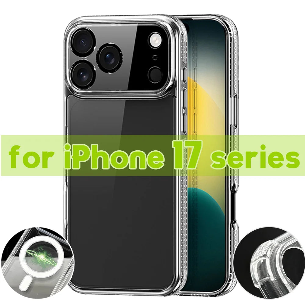For IPhone 17 Pro Max 17 Air Magnetic Case Transparent Cases Phone Protective Covers Shock Proof Shell for IPhone 17 Accessories