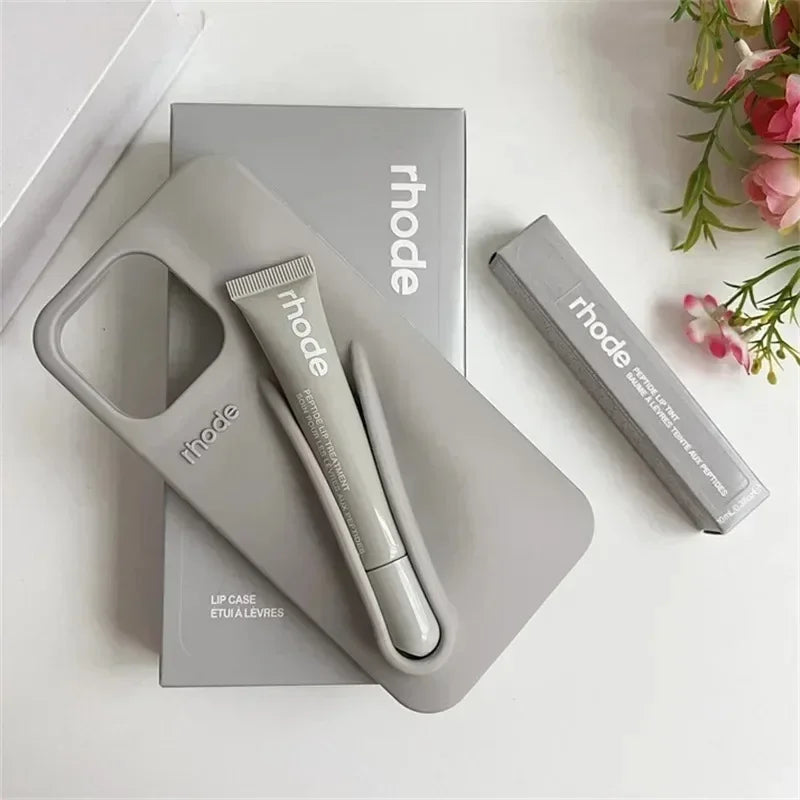 New RHODE Phone Case For iPhone 13 14 15 16 Pro Max Plus 17 Air Lip Gloss Soft Silicone Case With Lip Glaze Lipstick Box