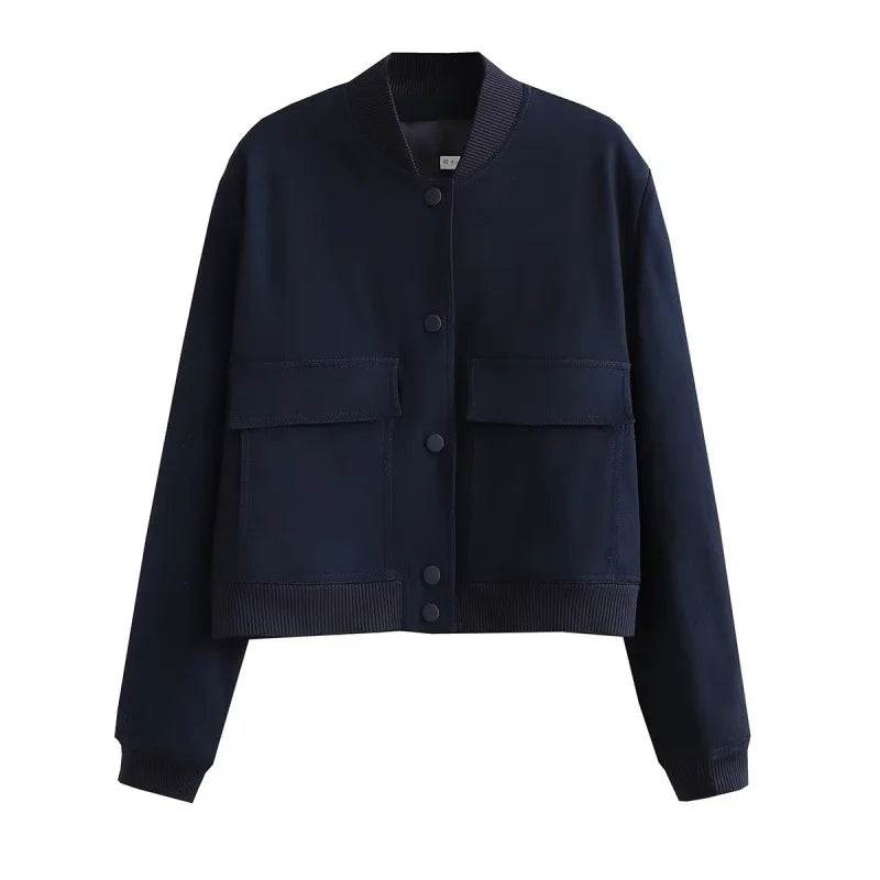 Button Cropped Bomber