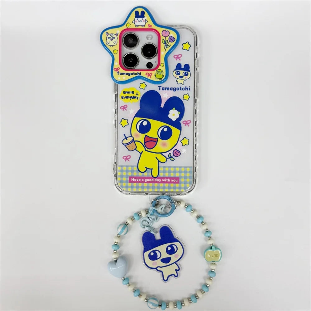 Kawaii Funny Rabbit Cartoon Phone Case For iPhone 13 14 15 16 Pro Max Cover Lovely Anti-fall Funda with Chain Protection Cover