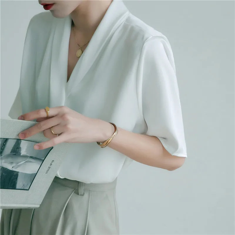Cross V-Neck Blouse