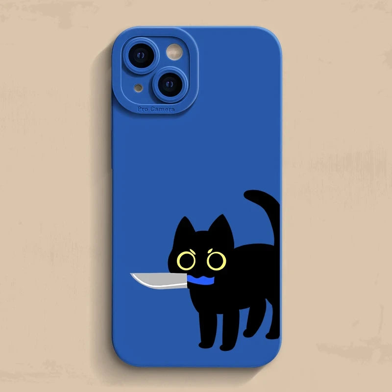 Creative funny Cat Phone Case For iPhone 14 13 15 Pro Max Case Funda iphone Bumper Cover