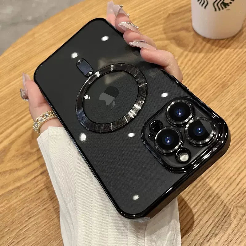 Plating Soft TPU Full Lens Protect Case for iPhone 13 14 12 11 15 Pro Max Plus Magsafe Magnetic Phone Case Wireless Charge Cover