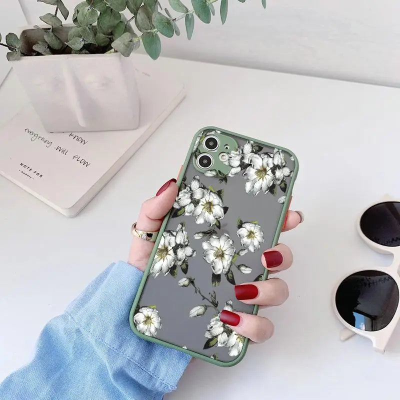 Flower Phone Case for iphone 16 14 15 Pro Max for iphone Painted Florals Shockproof Cover