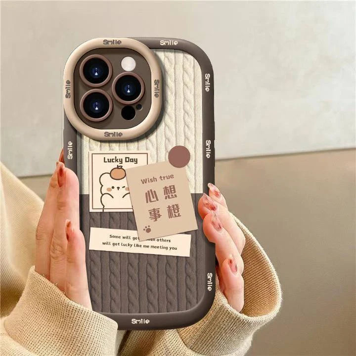 Cartoon Rabbit Case for iPhone 13 Pro Max 11 12 14 15 Pro Max 7 8 6 6S 15 14 Plus X XR XS Max Round Camera Protector Phone Cover