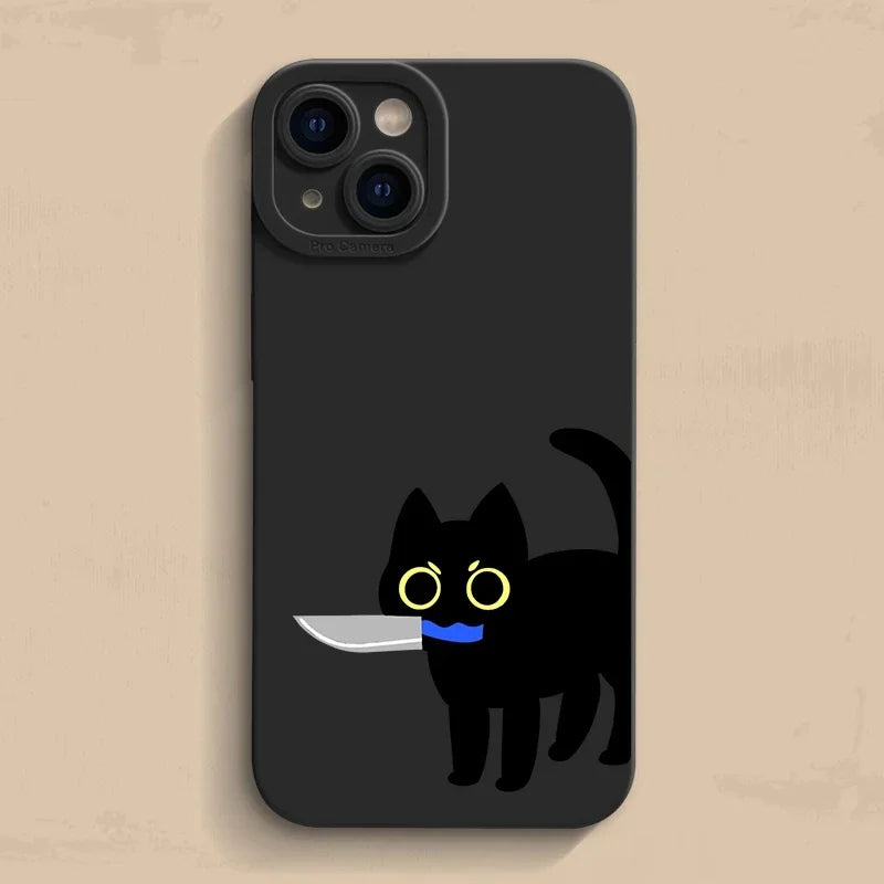 Creative funny Cat Phone Case For iPhone 14 13 15 Pro Max Case Funda iphone Bumper Cover