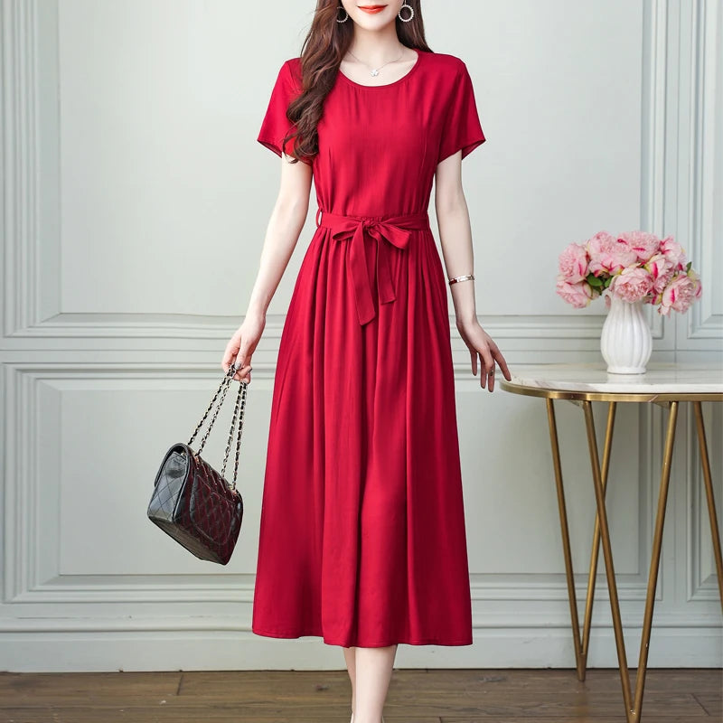 Solid Midi Dress