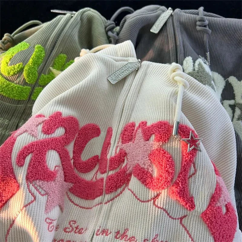 Embroidery Zip Hoodie
