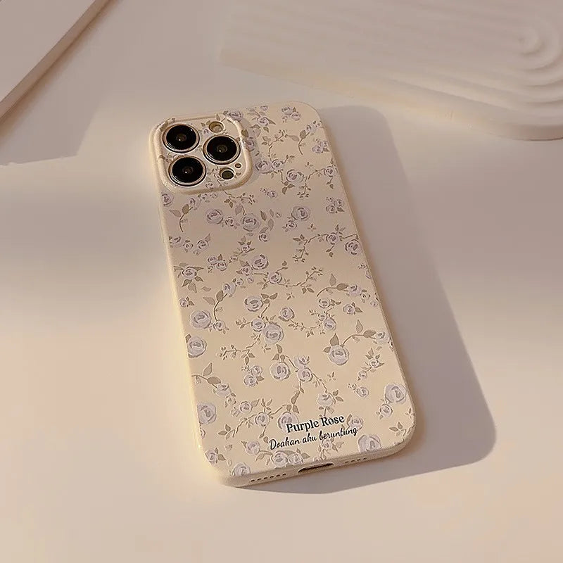 INS Beautiful Flower Phone Case For iPhone 16 15 14 13 12 11 Pro Max 14 Plus Vintage Floral Soft Shockproof Bumper Cover