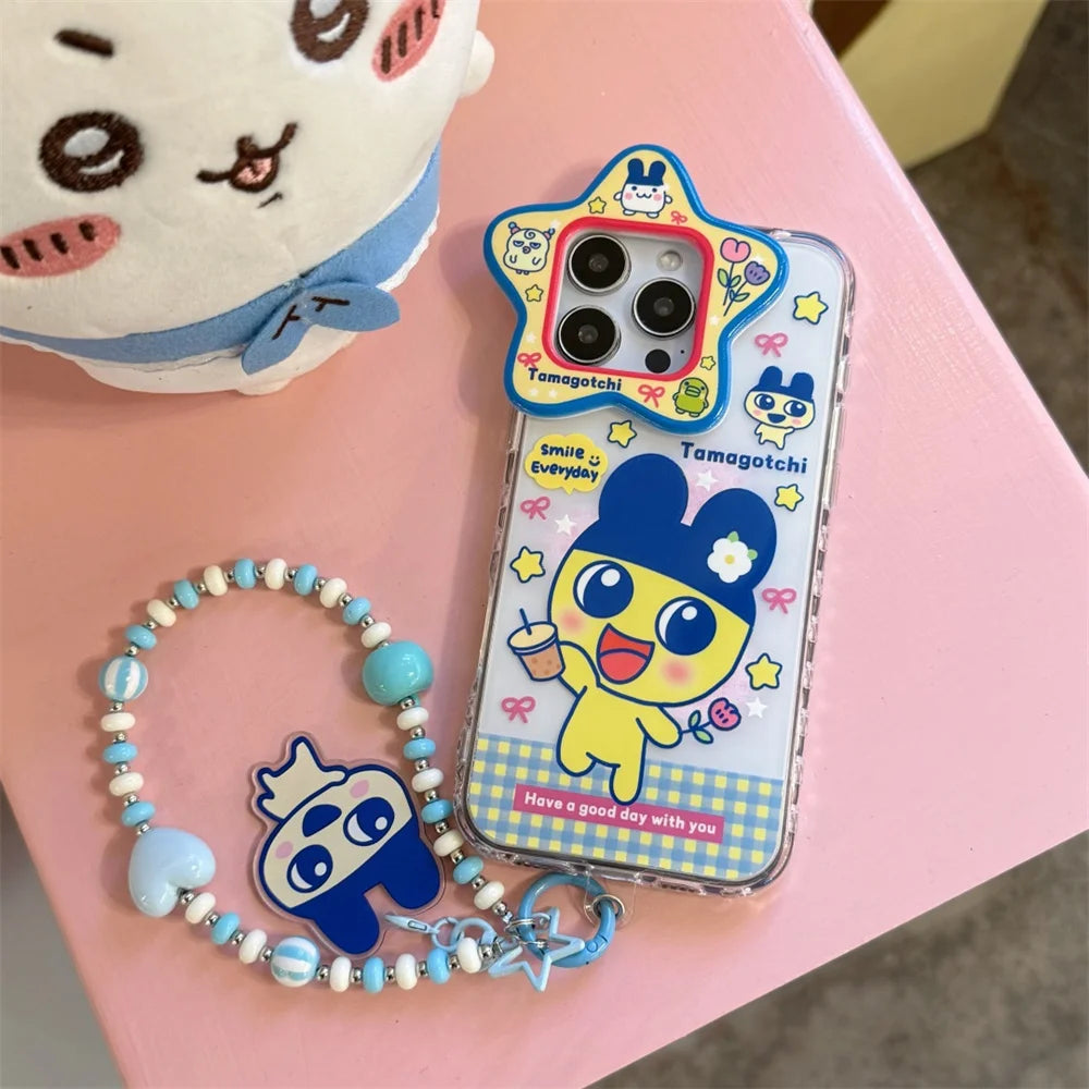 Kawaii Funny Rabbit Cartoon Phone Case For iPhone 13 14 15 16 Pro Max Cover Lovely Anti-fall Funda with Chain Protection Cover