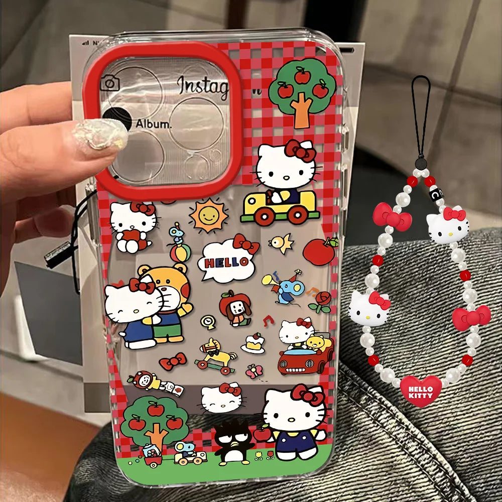 Cute Hellos kittys 3D Bow With Lanyard Phone Case For iPhone 16 16e 15 14 13 12 11 Mini Pro Max Plus Soft Back Cover