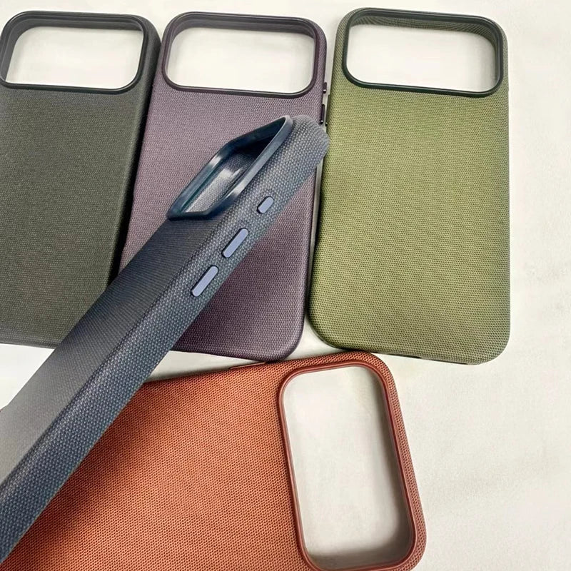 2025 New Original Cloth Texture Business Phone Case for IPhone 17 Pro Max Air Invisible Magnetic Charging Protection Cover Gifts