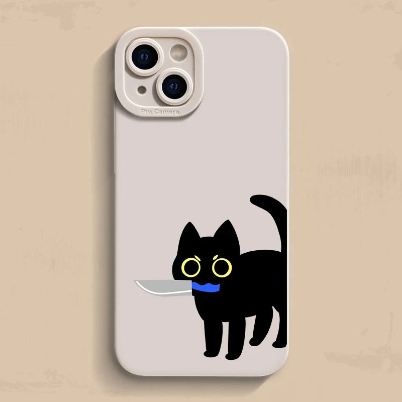 Creative funny Cat Phone Case For iPhone 14 13 15 Pro Max Case Funda iphone Bumper Cover