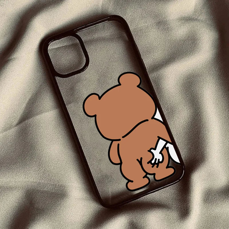 Cute Rabbit Bear Couple Design Phone Case For iPhone 17 Air 16 15 14 13 12 11 Pro Max 17 16 15 Pro 16 14 Plus Shockproof Cover