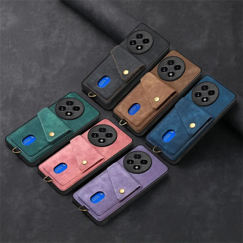 Cover For Oneplus 13R Leather Flip Wallet Card Slot Stand Holder Case For OnePlus 13R 13 12 11 1+ Ace 5 Pro Shockproof Bumper