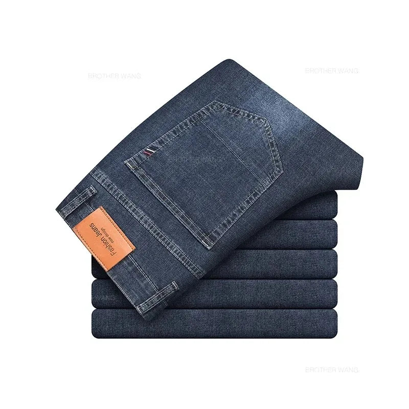 Straight Stretch Cotton Denim Jeans