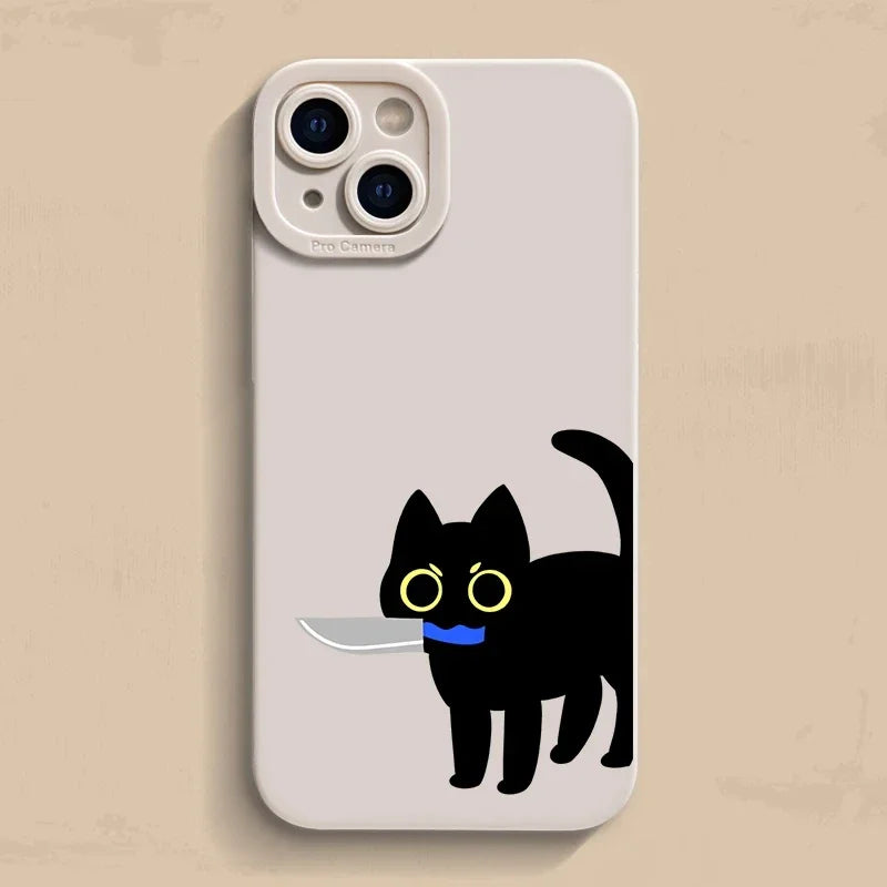 Creative funny Cat Phone Case For iPhone 14 13 15 Pro Max Case Funda iphone Bumper Cover