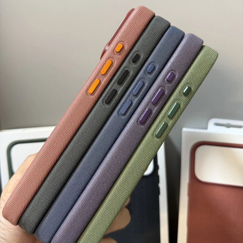 2025 New Original Cloth Texture Business Phone Case for IPhone 17 Pro Max Air Invisible Magnetic Charging Protection Cover Gifts