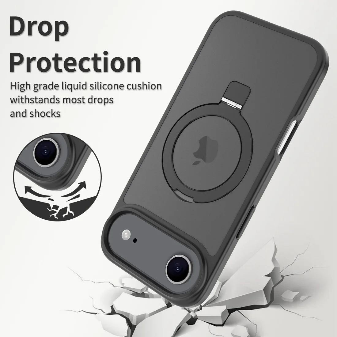 For iPhone 17 Air 2025 Phone Cover built-in kickStand, Compatible With MagSafe Shockproof Slim Translucent Matte Phone Case