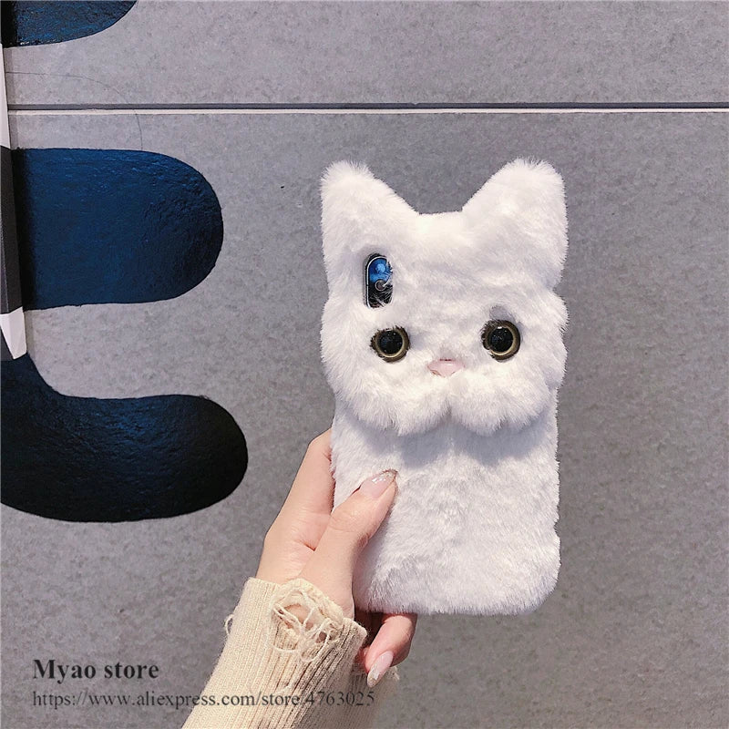 3D Cat Case For Motorola Moto G15 G35 G55 G75 G85 G84 G73 G53 G54 G34 G24 G14 G23 G13 G22 G52 G32 G62 G82 G42 G72 Cute Fur Cover