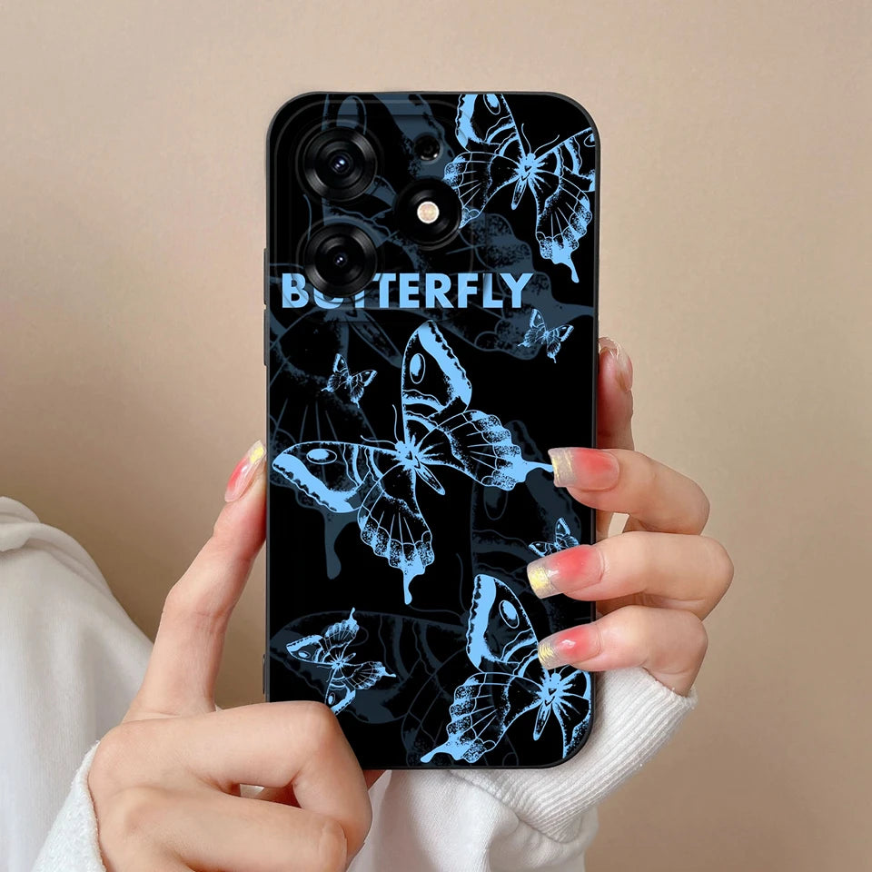Case For Tecno Spark 10 Pro Pink Cloud Butterfly Liquid Shockproof Fashion Silicone Phone Cover For tecno spark 10 pro Funda