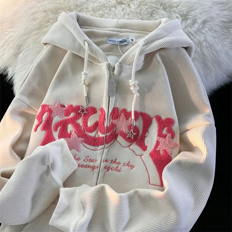 Embroidery Zip Hoodie
