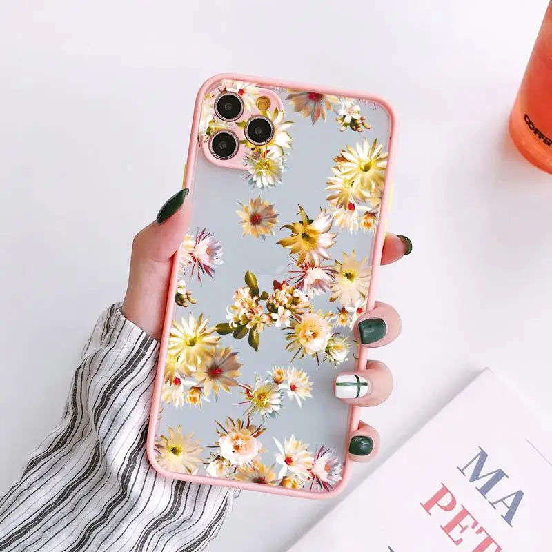 Flower Phone Case for iphone 16 14 15 Pro Max for iphone Painted Florals Shockproof Cover