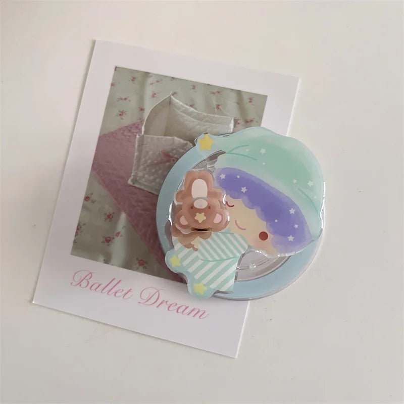 Kawaii Cartoon Magnetic Stand Phone Case For iPhone 16 Pro 15 14 13 Pro Max Cover for Magsafe Shockproof Silicone Cute Cases