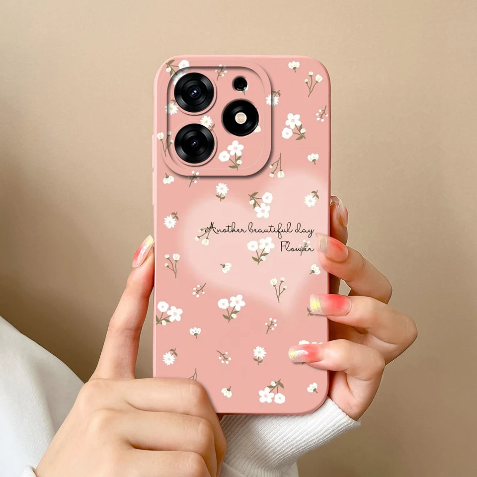 Case For Tecno Spark 10 Pro Pink Cloud Butterfly Liquid Shockproof Fashion Silicone Phone Cover For tecno spark 10 pro Funda