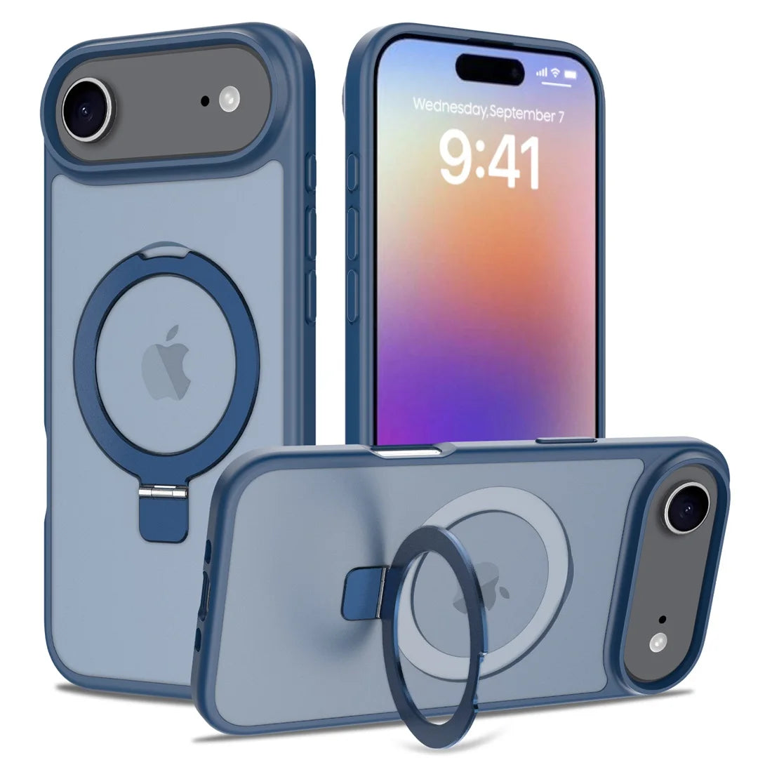 For iPhone 17 Air 2025 Phone Cover built-in kickStand, Compatible With MagSafe Shockproof Slim Translucent Matte Phone Case
