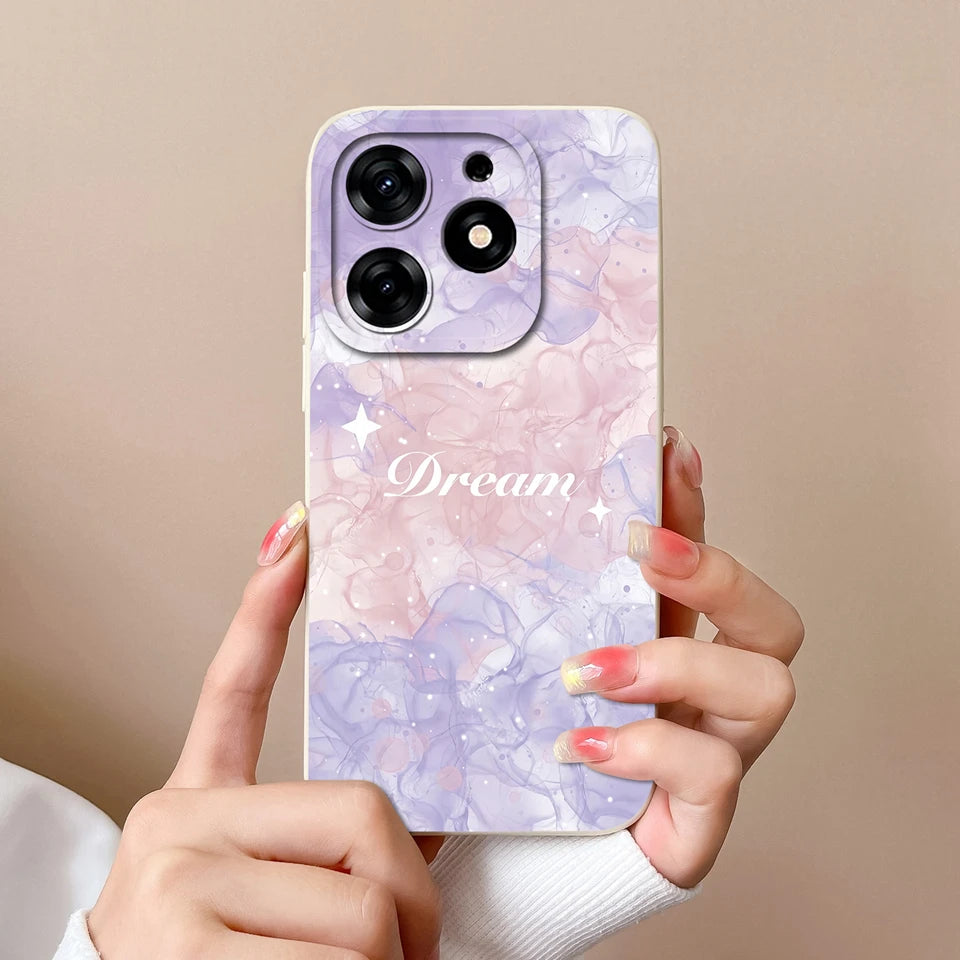 Case For Tecno Spark 10 Pro Pink Cloud Butterfly Liquid Shockproof Fashion Silicone Phone Cover For tecno spark 10 pro Funda