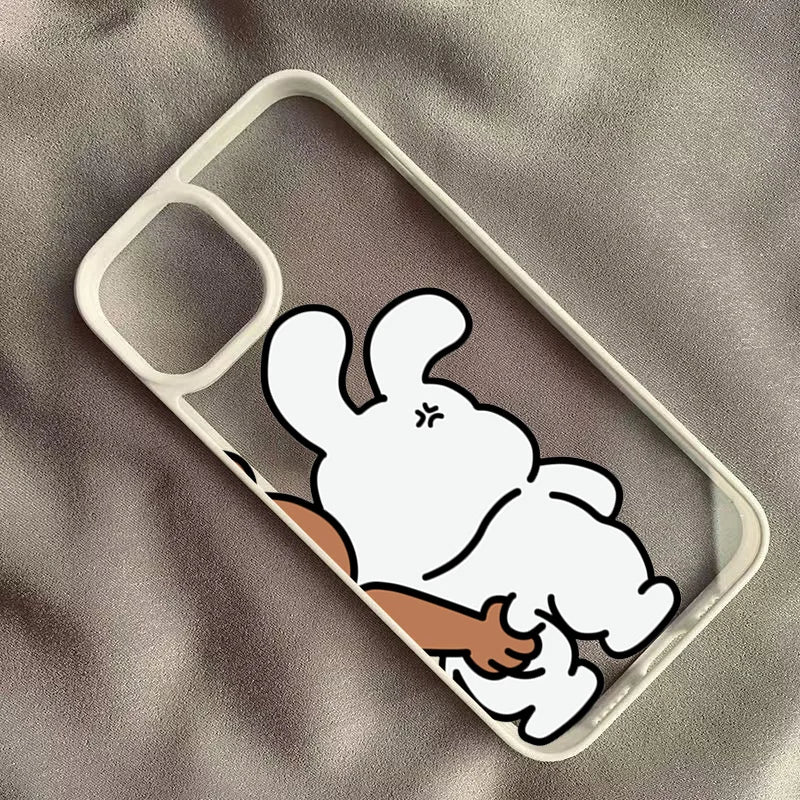 Cute Rabbit Bear Couple Design Phone Case For iPhone 17 Air 16 15 14 13 12 11 Pro Max 17 16 15 Pro 16 14 Plus Shockproof Cover
