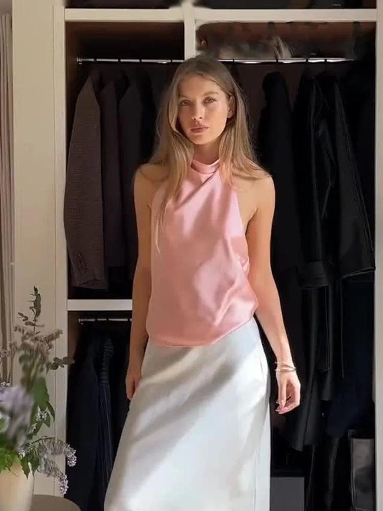 Backless Button Top