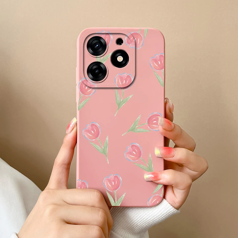 Case For Tecno Spark 10 Pro Pink Cloud Butterfly Liquid Shockproof Fashion Silicone Phone Cover For tecno spark 10 pro Funda