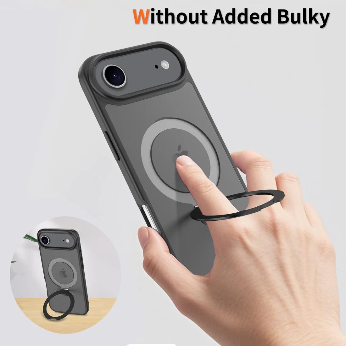 For iPhone 17 Air 2025 Phone Cover built-in kickStand, Compatible With MagSafe Shockproof Slim Translucent Matte Phone Case