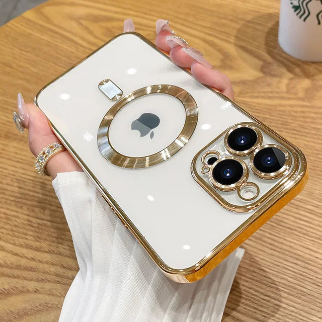 Plating Soft TPU Full Lens Protect Case for iPhone 13 14 12 11 15 Pro Max Plus Magsafe Magnetic Phone Case Wireless Charge Cover