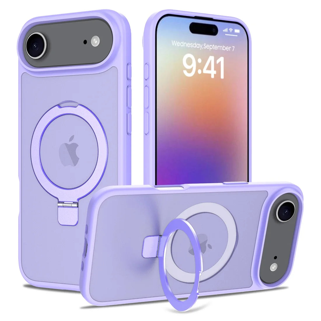 For iPhone 17 Air 2025 Phone Cover built-in kickStand, Compatible With MagSafe Shockproof Slim Translucent Matte Phone Case