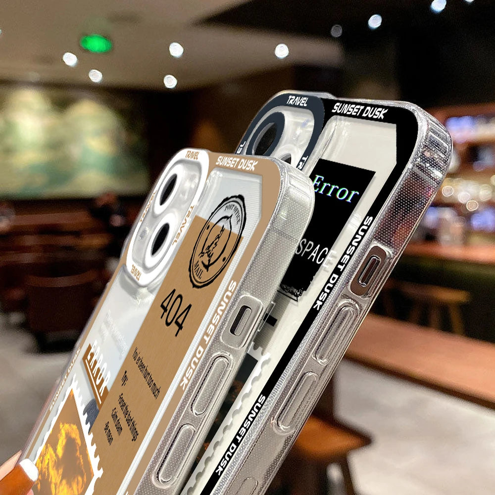 Landscape Stamp Label Phone Cases For iPhone 16 Case iPhone 14 15 16 Pro Max 11 12 13 7 8 Plus XS XR SE 2022 2020 Soft TPU Cover