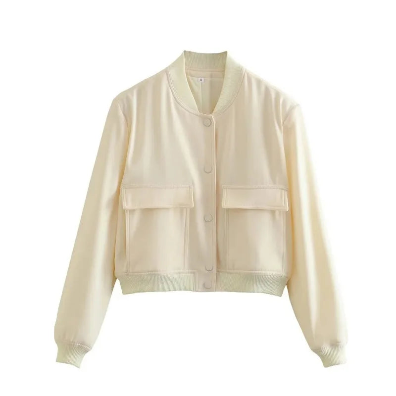 Button Cropped Bomber