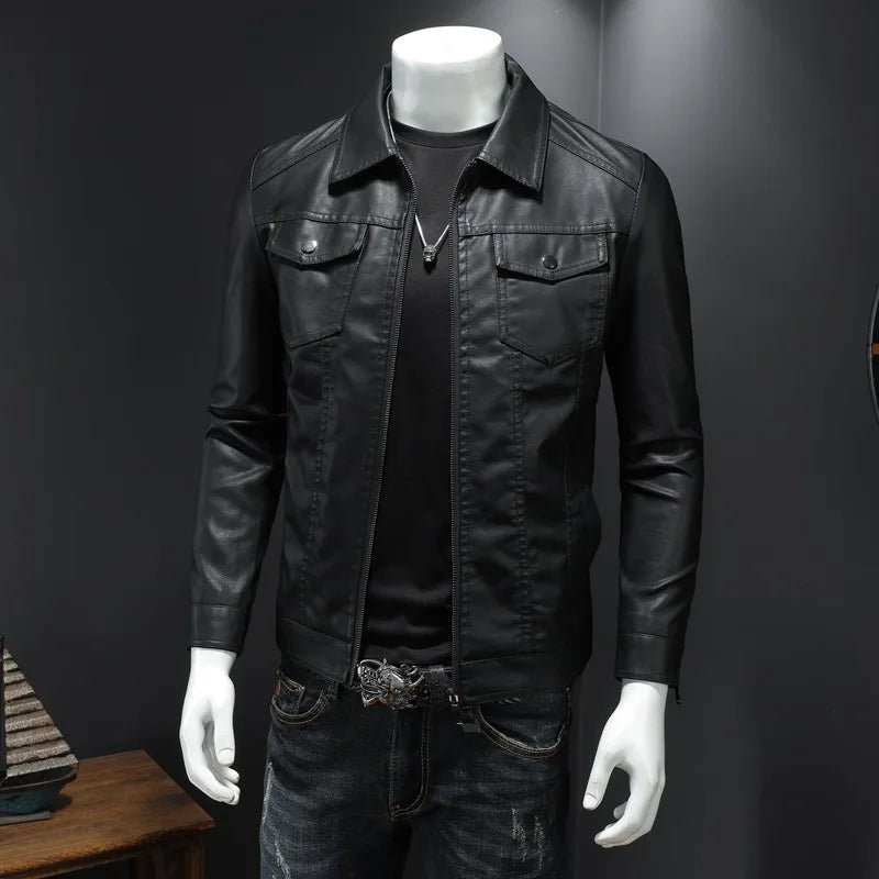 Lapel Leather Jacket