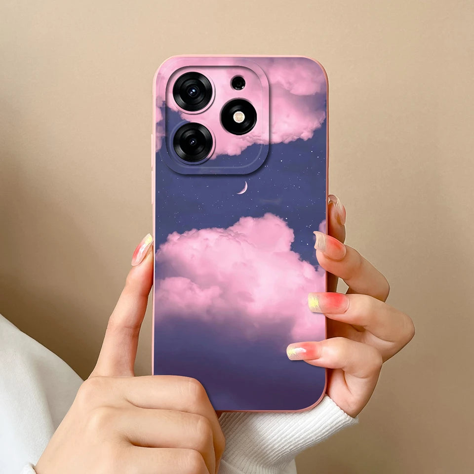 Case For Tecno Spark 10 Pro Pink Cloud Butterfly Liquid Shockproof Fashion Silicone Phone Cover For tecno spark 10 pro Funda